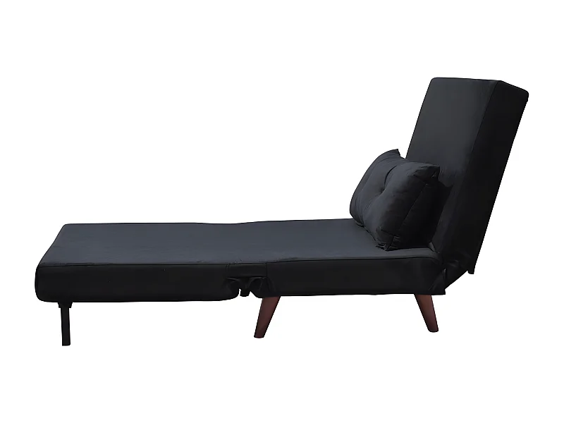 Fauteuil convertible noir en velours une place dimensions 80x90x84 cm lit 80x190x28 cm