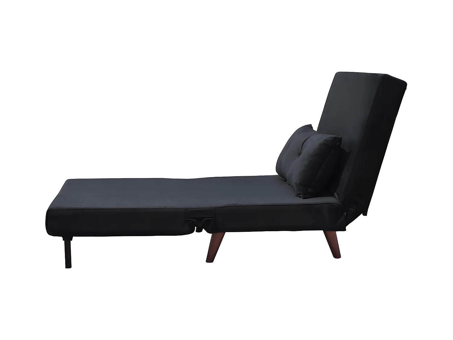 Fauteuil convertible noir en velours une place dimensions 80x90x84 cm lit 80x190x28 cm