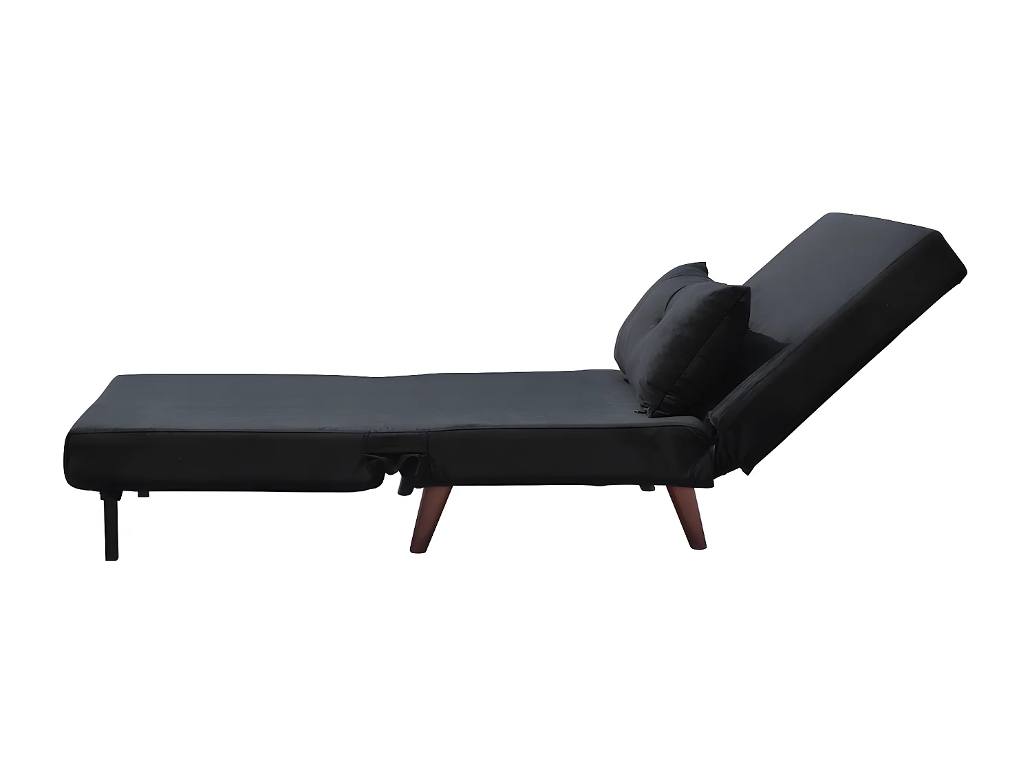 Fauteuil convertible noir en velours une place dimensions 80x90x84 cm lit 80x190x28 cm
