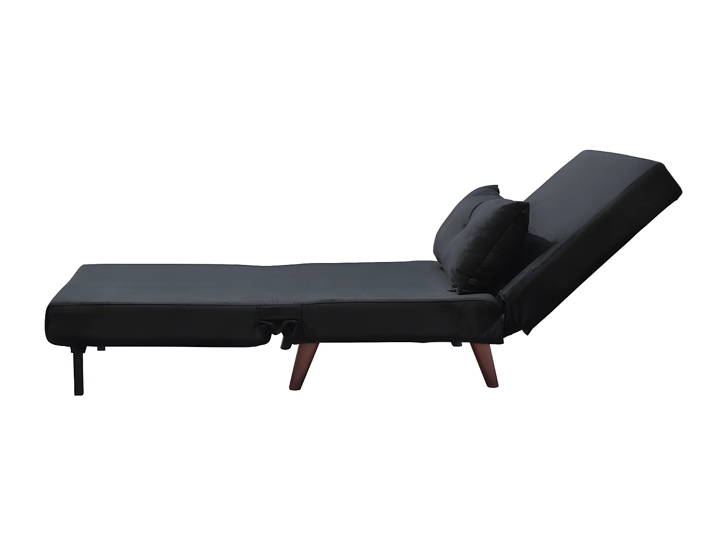 Fauteuil convertible noir en velours une place dimensions 80x90x84 cm lit 80x190x28 cm