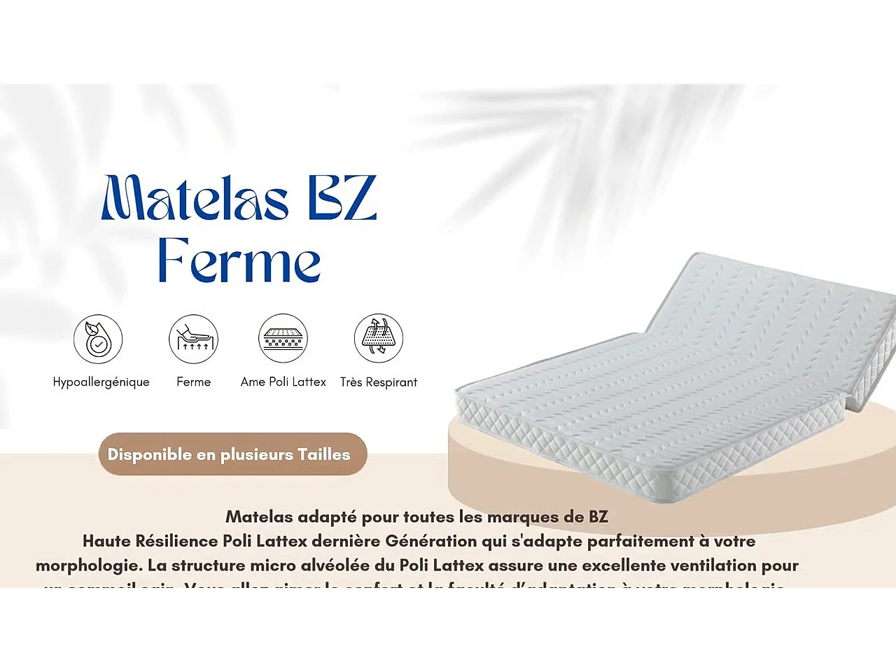 Matelas 140x190 cm Mi-Ferme pour Tous Bz x 15 cm Ressorts ensaches + memoire de Forme - Dim Assise 60 cm - 5 Zones de Co