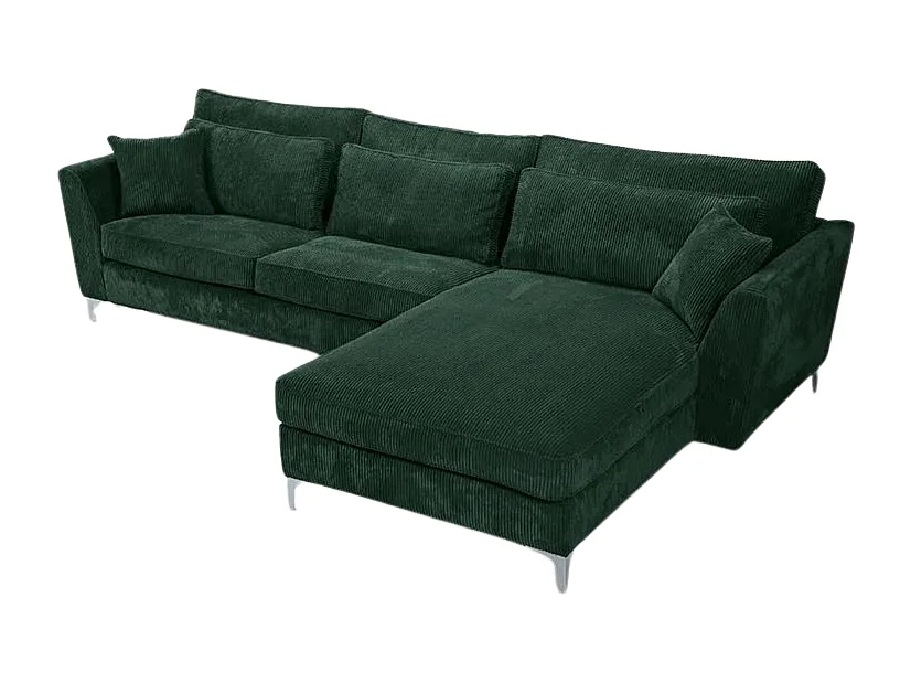 Canapé angle droit velours côtelé vert Isla