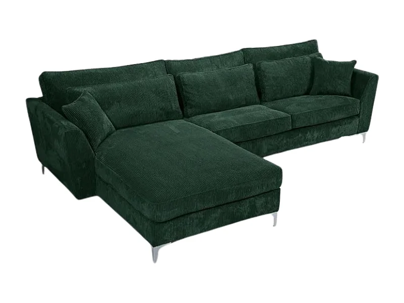 Canapé angle gauche velours côtelé vert Isla