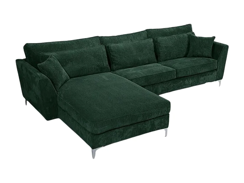 Canapé angle gauche velours côtelé vert Isla