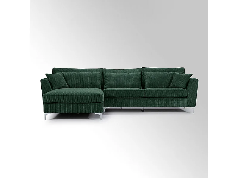 Canapé angle gauche velours côtelé vert Isla