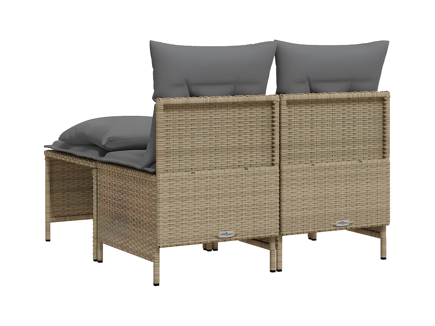 4-delige Loungeset met kussens poly rattan beige