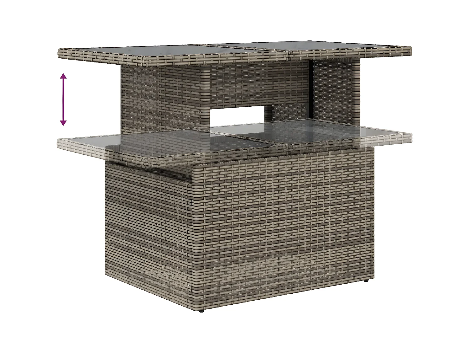 10-delige Loungeset met kussens poly rattan grijs