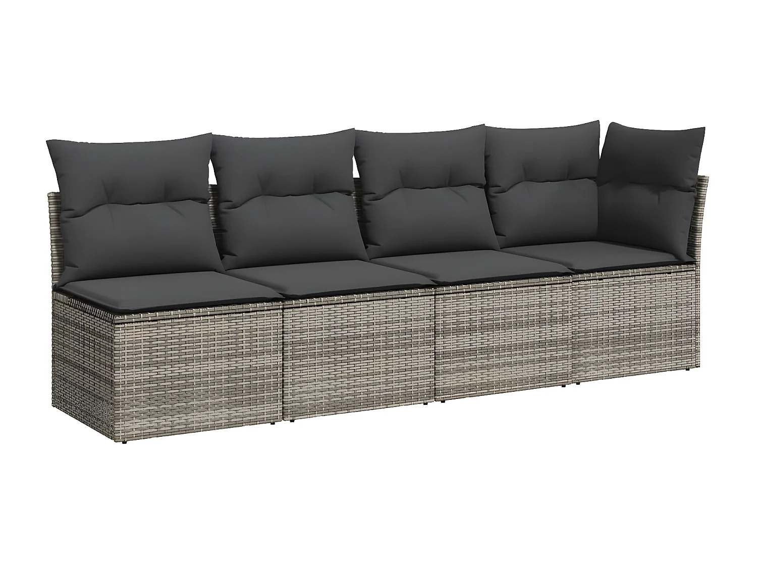 8-delige Loungeset met kussens poly rattan grijs