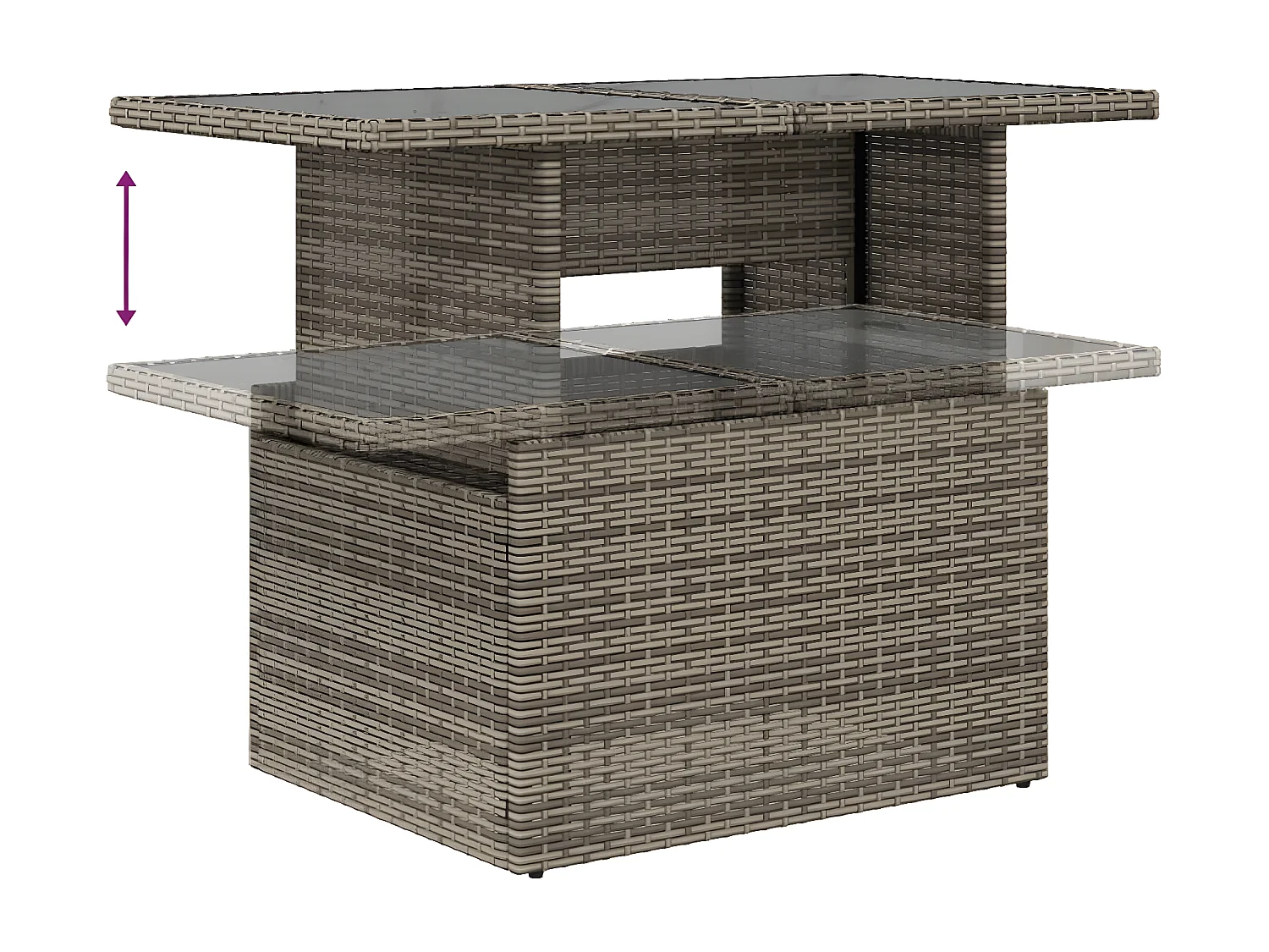8-delige Loungeset met kussens poly rattan grijs