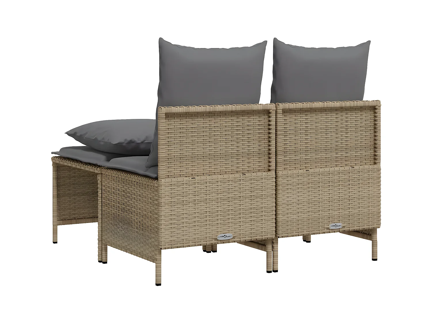 Salon de jardin avec coussins 4 pièces beige résine tressée