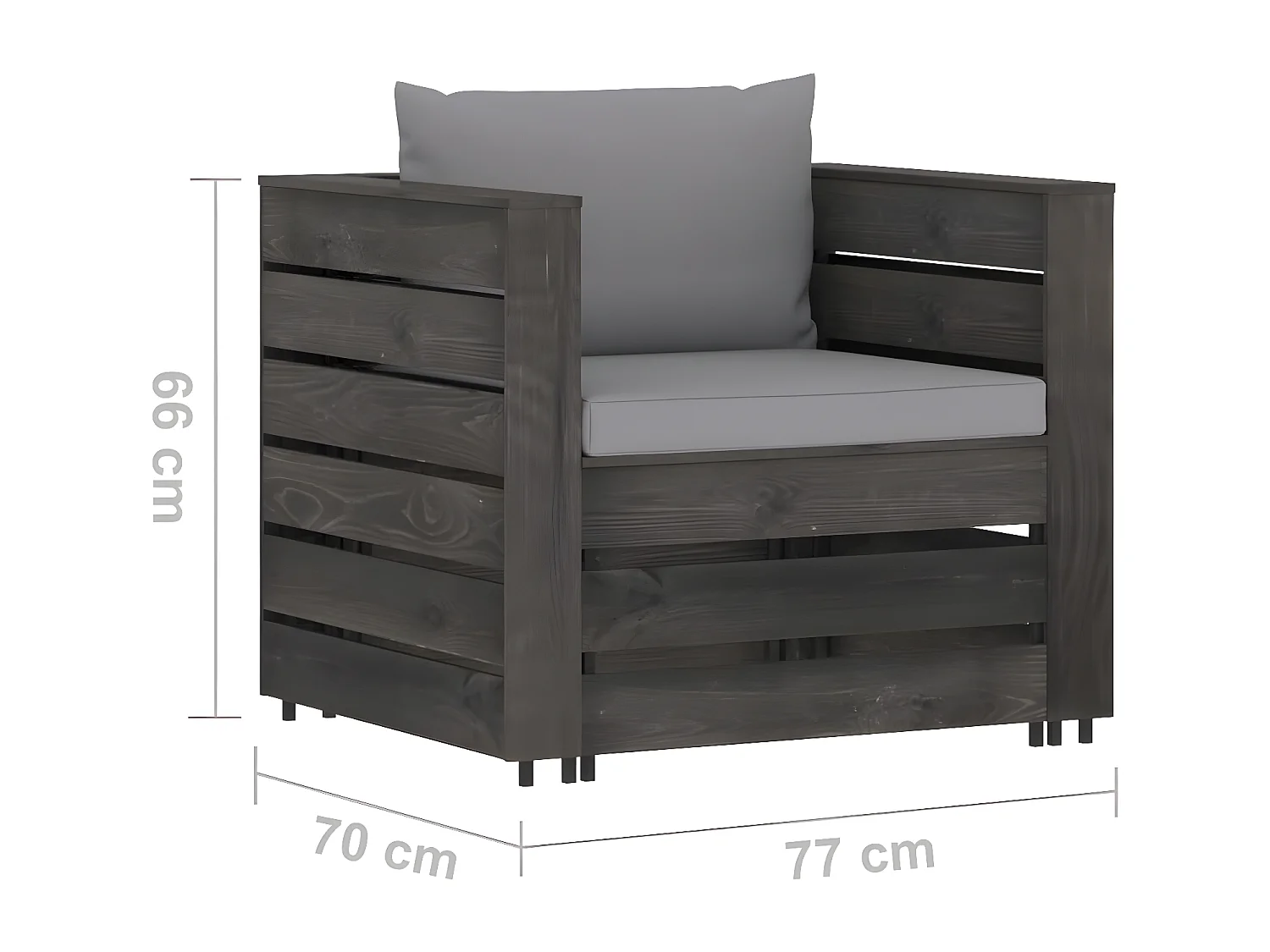 Muebles de jardín 2 piezas con cojines madera impregnada gris
