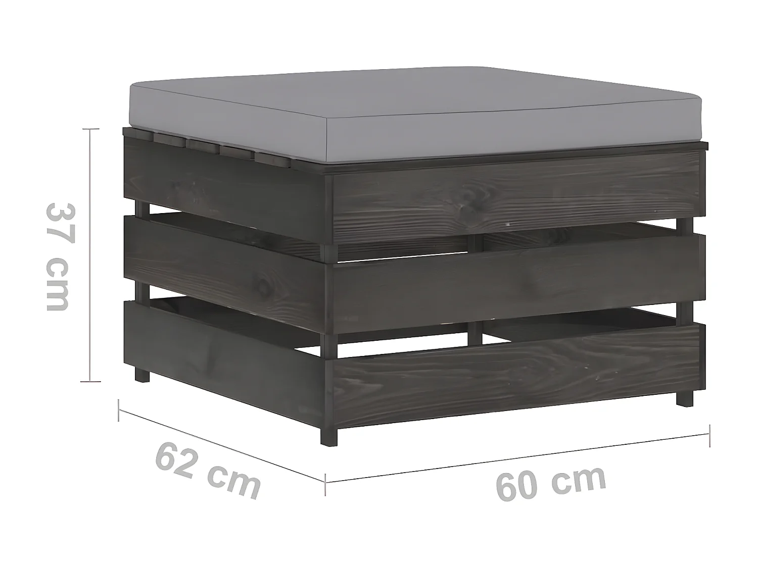 Muebles de jardín 2 piezas con cojines madera impregnada gris