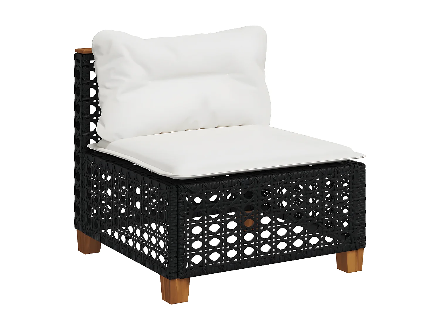 6-delige Loungeset met kussens poly rattan zwart