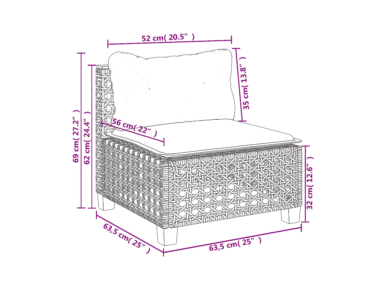 Set de sofás de jardín 6 piezas y cojines ratán sintético negro