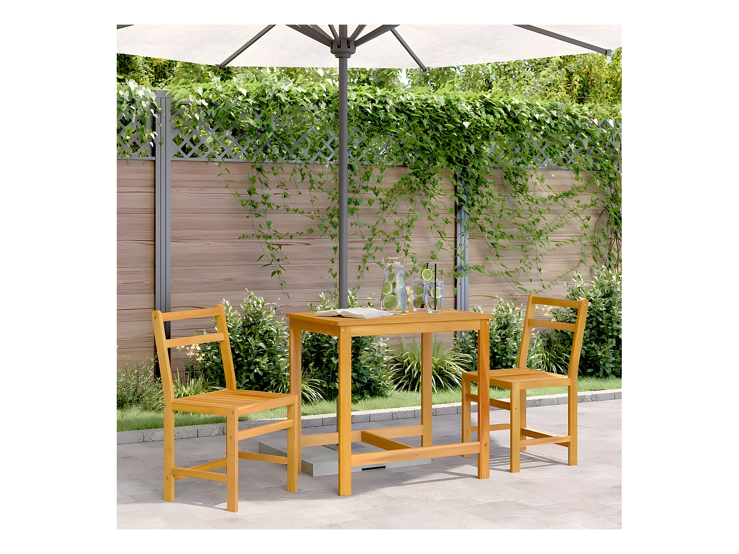 Ensemble de balcon 3 pièces bois d'acacia solide