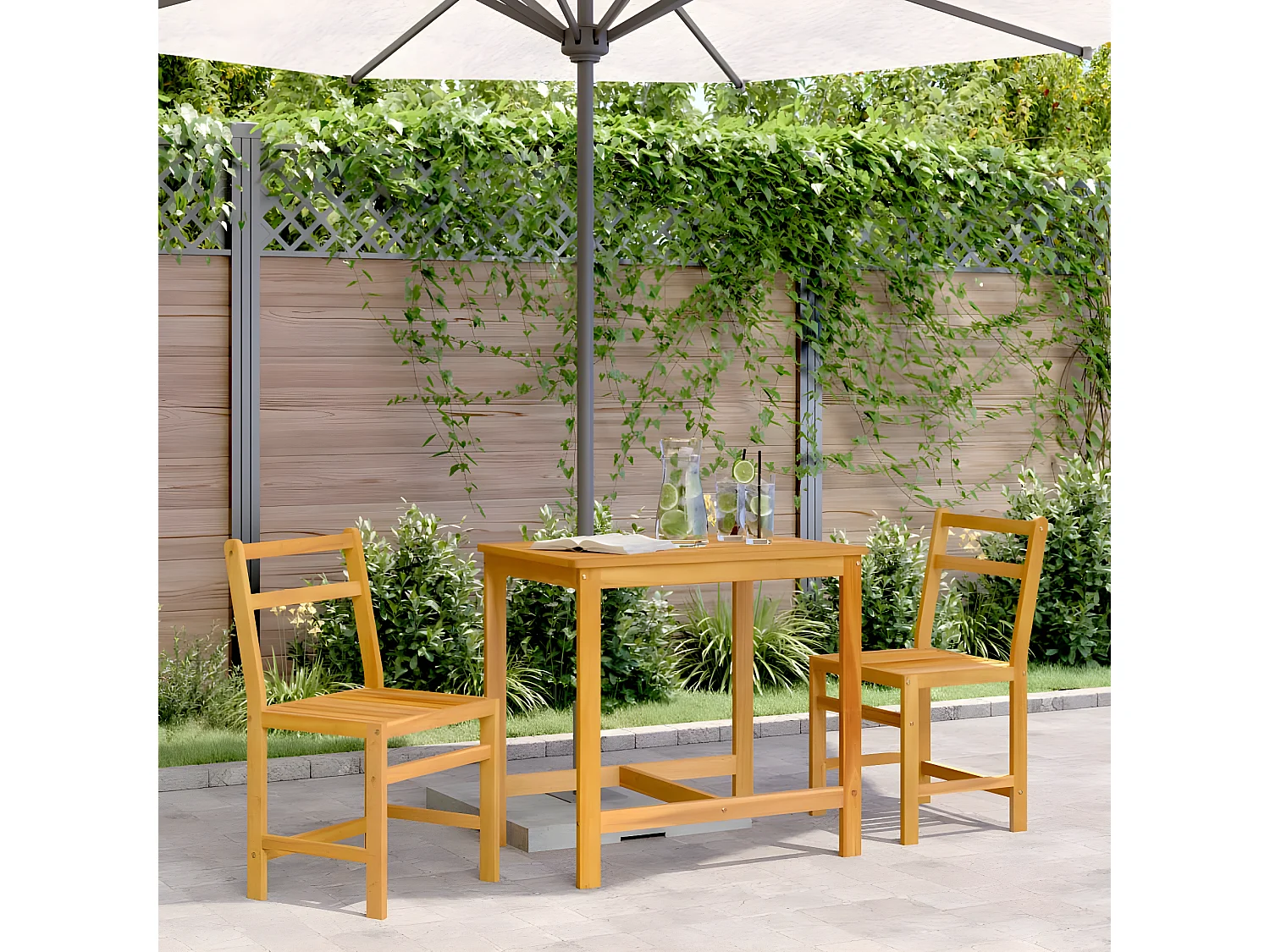 Ensemble de balcon 3 pièces bois d'acacia solide