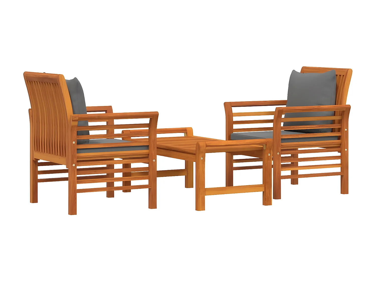 3-delige Loungeset met kussens massief acaciahout