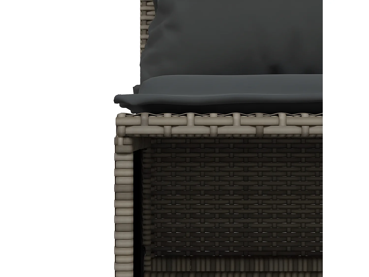 4 peças conjunto sofás de jardim c/ almofadões vime PE cinzento