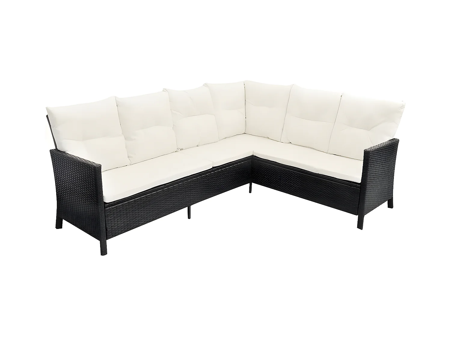 Salon de jardin 4 pièces avec coussins Résine tressée Noir