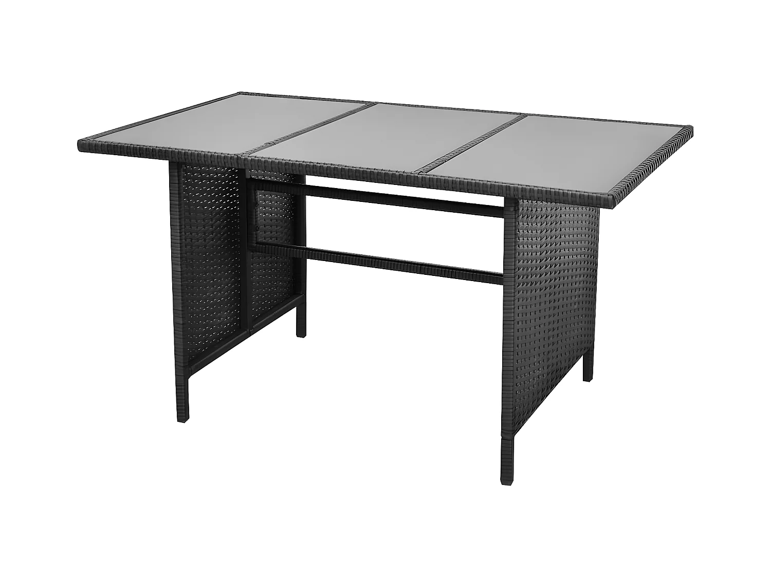 Salon de jardin 4 pièces avec coussins Résine tressée Noir