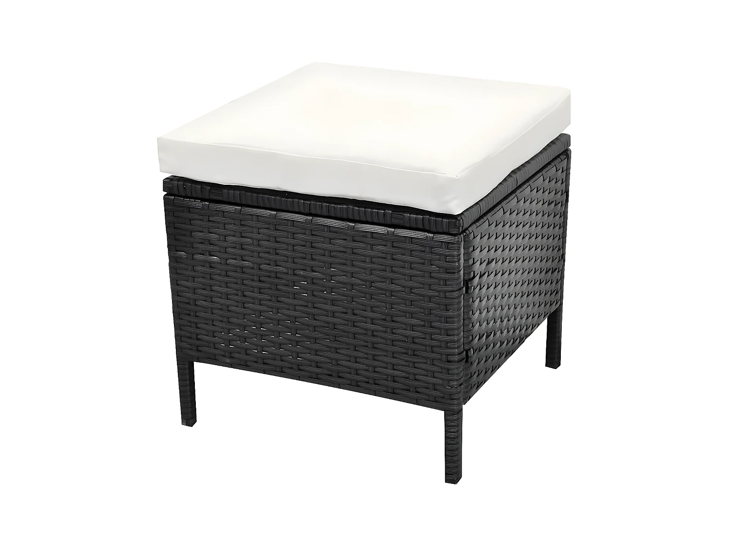 Salon de jardin 4 pièces avec coussins Résine tressée Noir