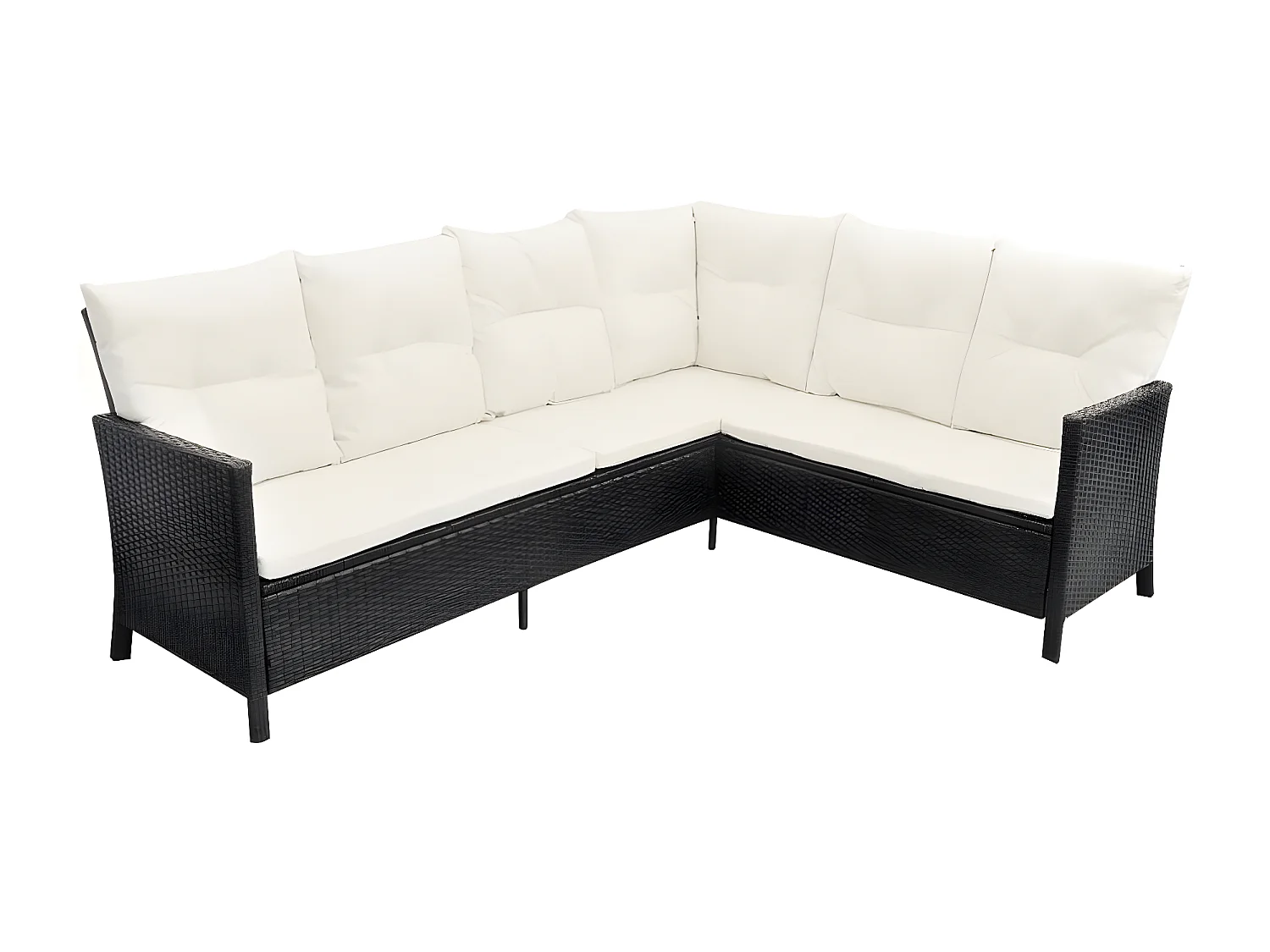 Set de muebles de jardín 4 piezas y cojines ratán sintético negro