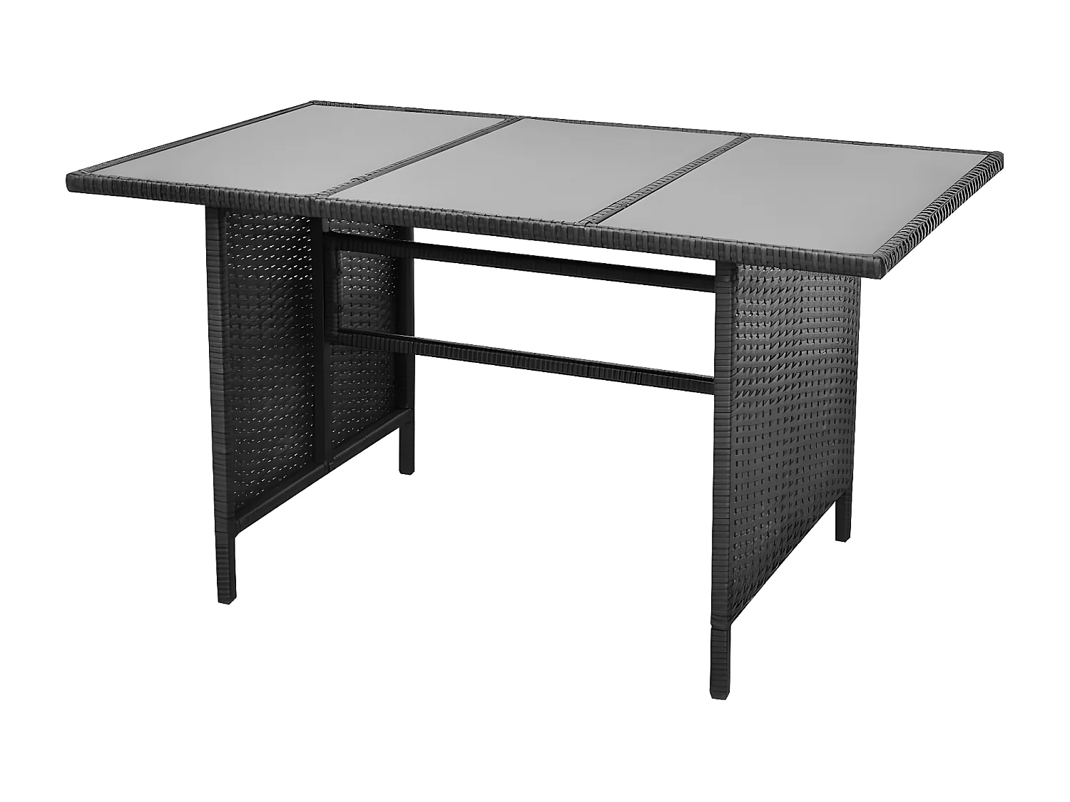 Set de muebles de jardín 4 piezas y cojines ratán sintético negro