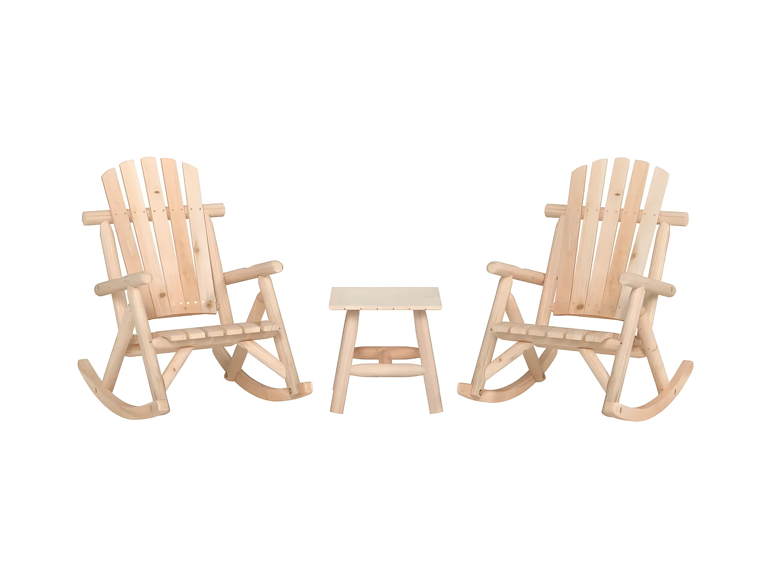 Ensemble de salon de jardin 3 pièces bois massif d'épicéa