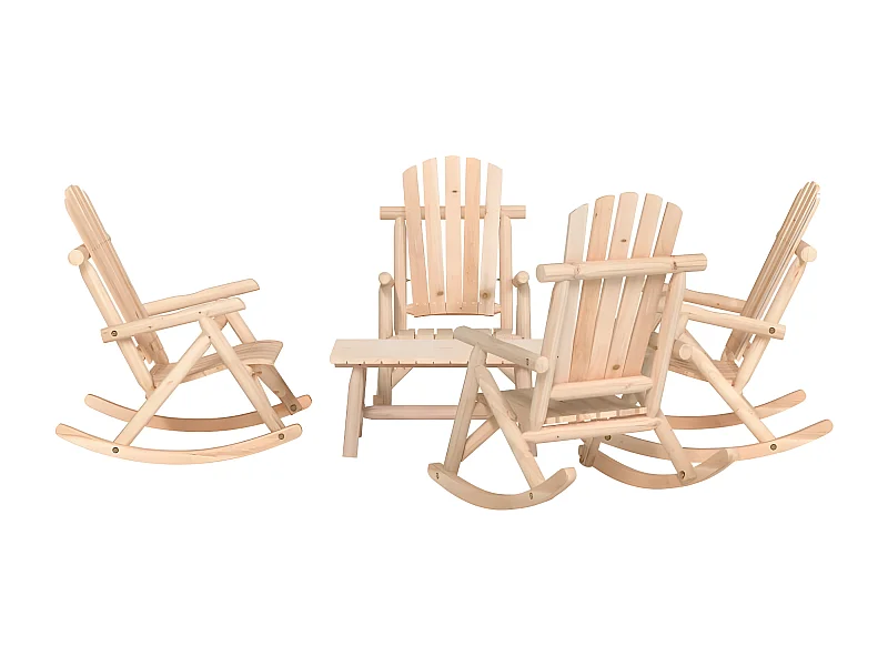 5 peças conjunto lounge de jardim madeira de abeto maciça