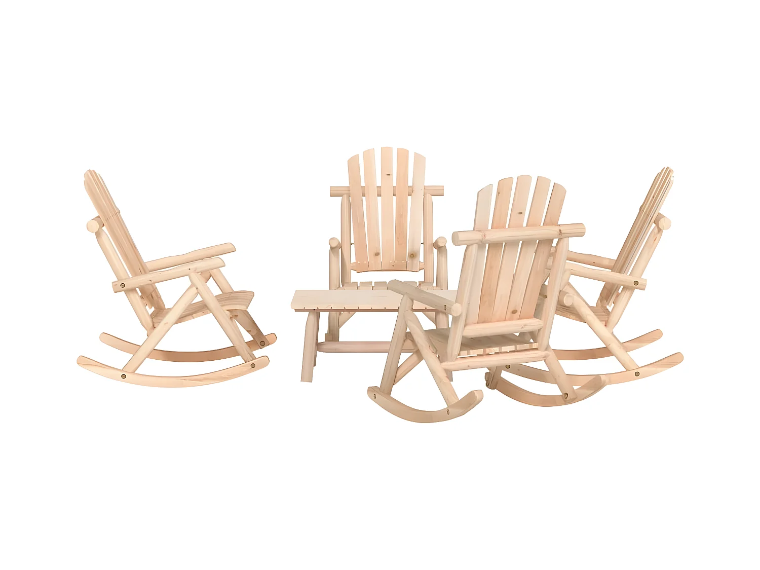 5 peças conjunto lounge de jardim madeira de abeto maciça