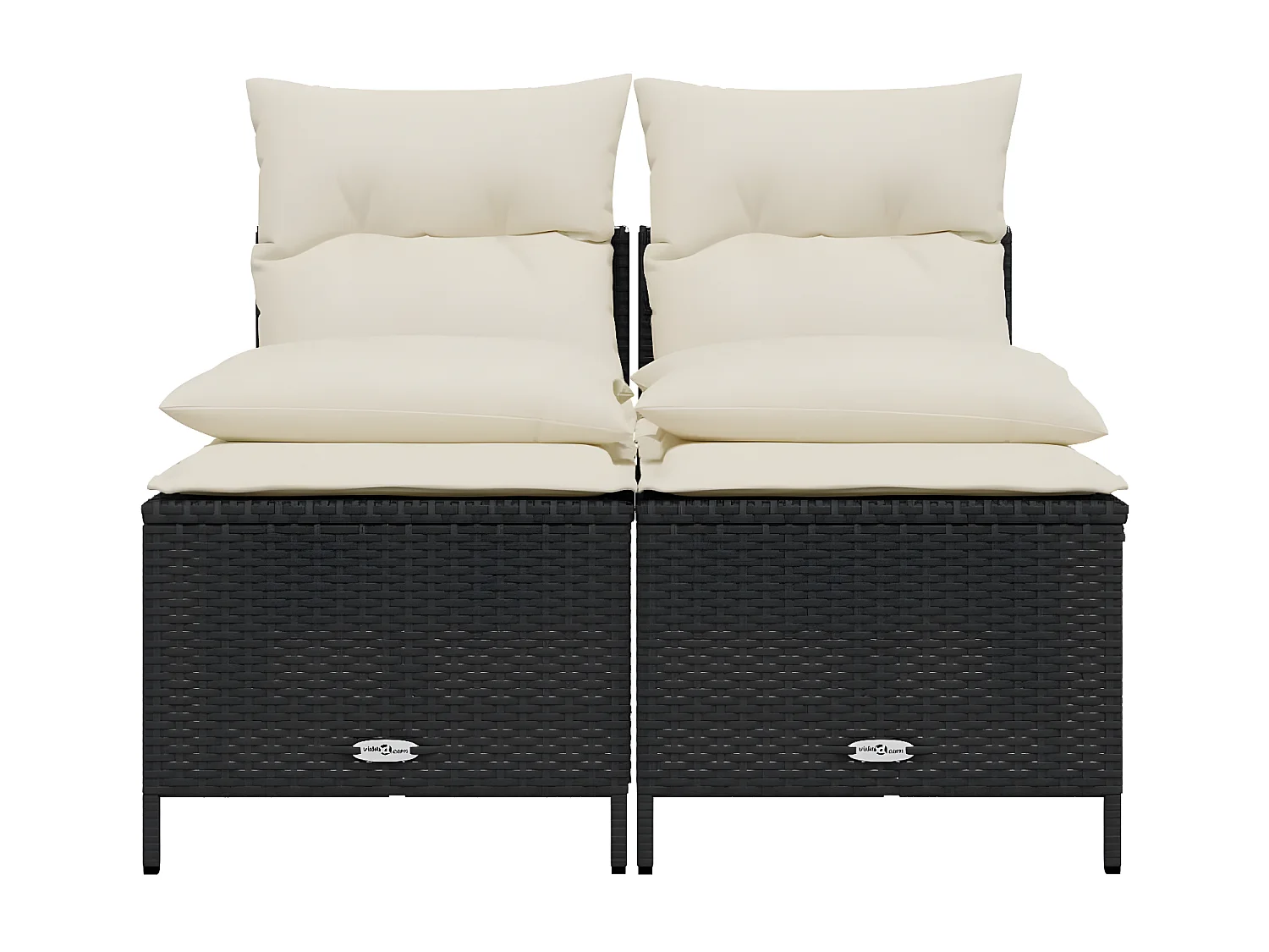 Salon de jardin 4 pièces avec coussins noir résine tressée