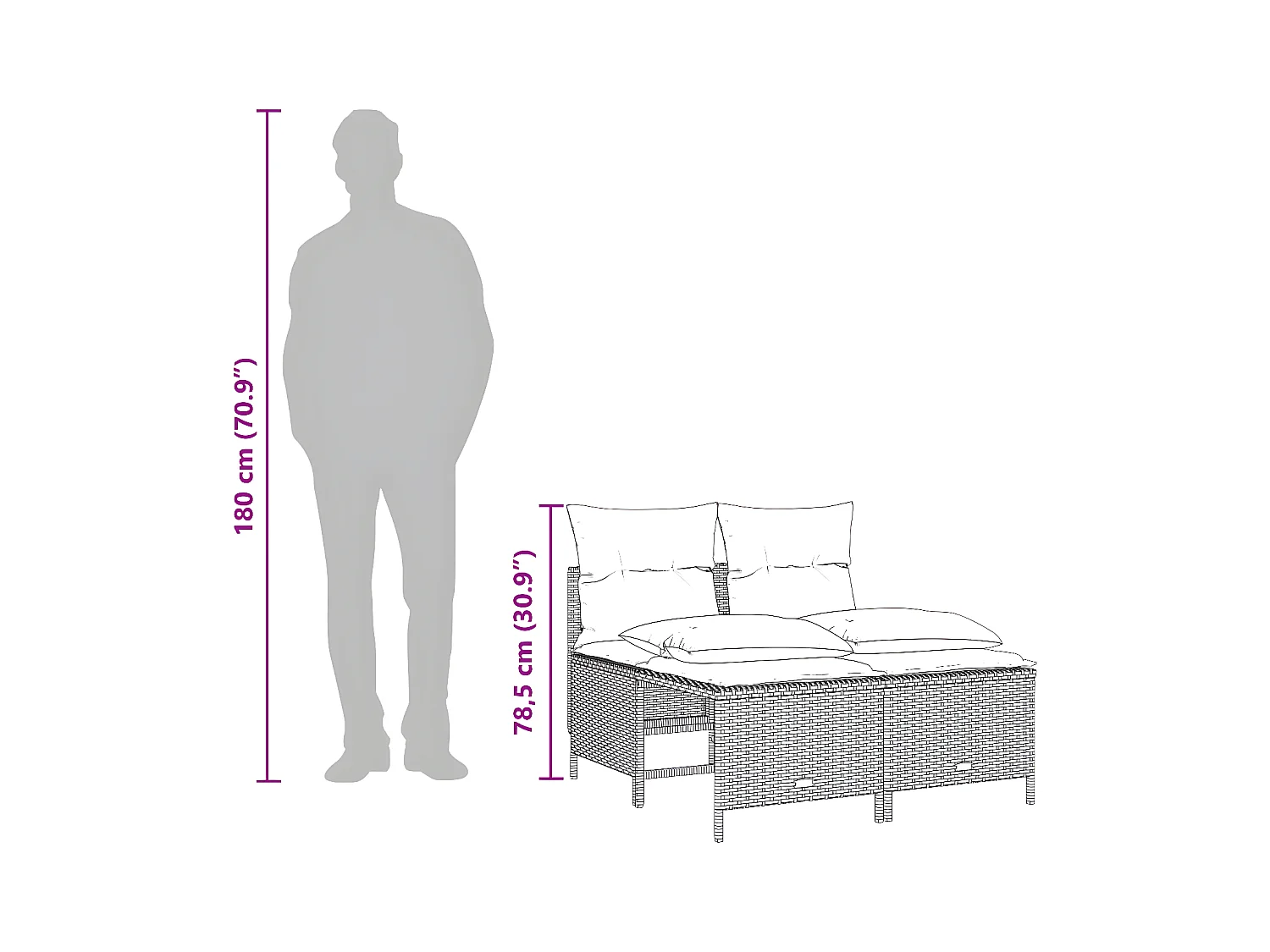 Salon de jardin 4 pièces avec coussins noir résine tressée