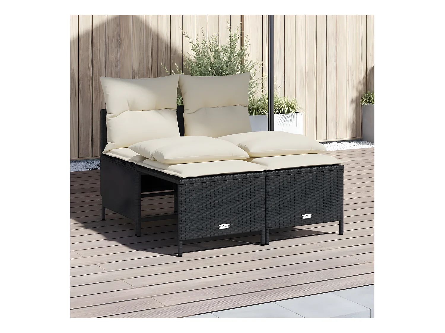 Salon de jardin 4 pièces avec coussins noir résine tressée