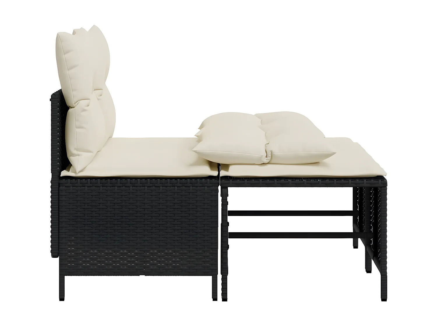 Salon de jardin 4 pièces avec coussins noir résine tressée