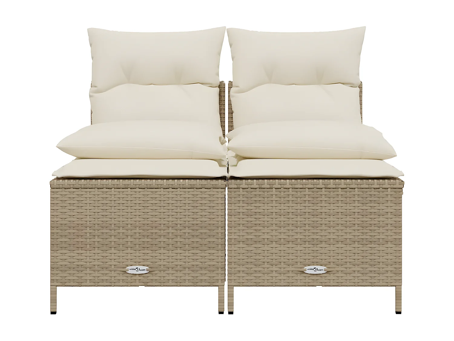 Salon de jardin avec coussins 4 pièces beige résine tressée