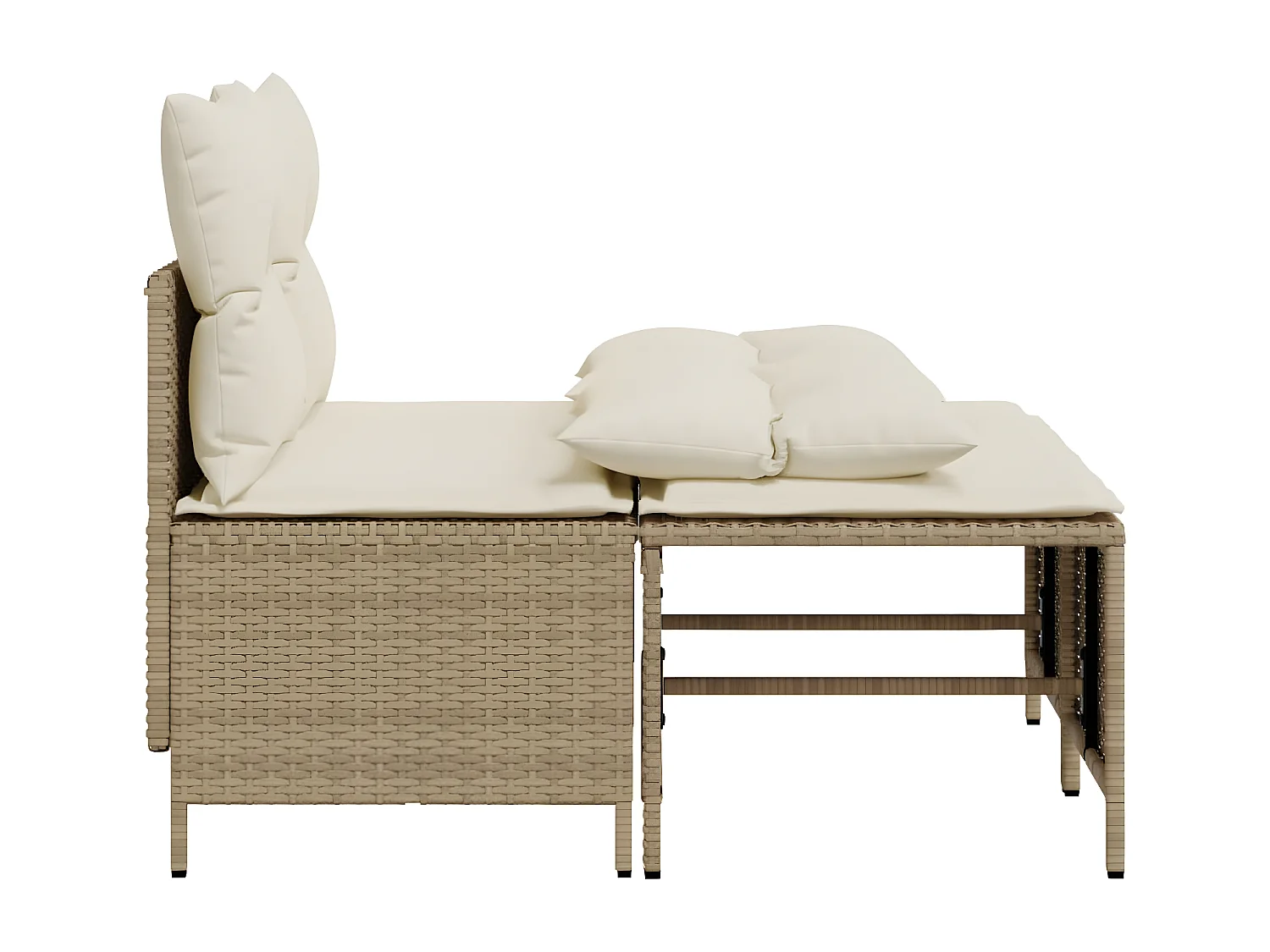 Salon de jardin avec coussins 4 pièces beige résine tressée