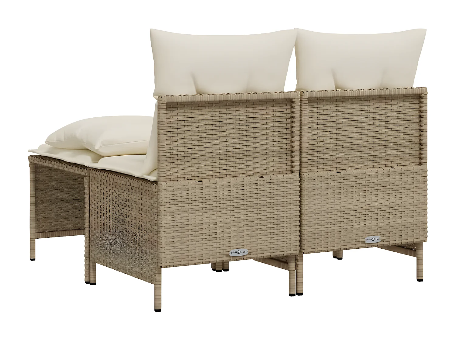 Salon de jardin avec coussins 4 pièces beige résine tressée