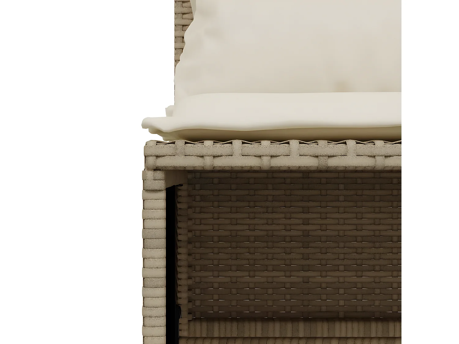 Salon de jardin avec coussins 4 pièces beige résine tressée