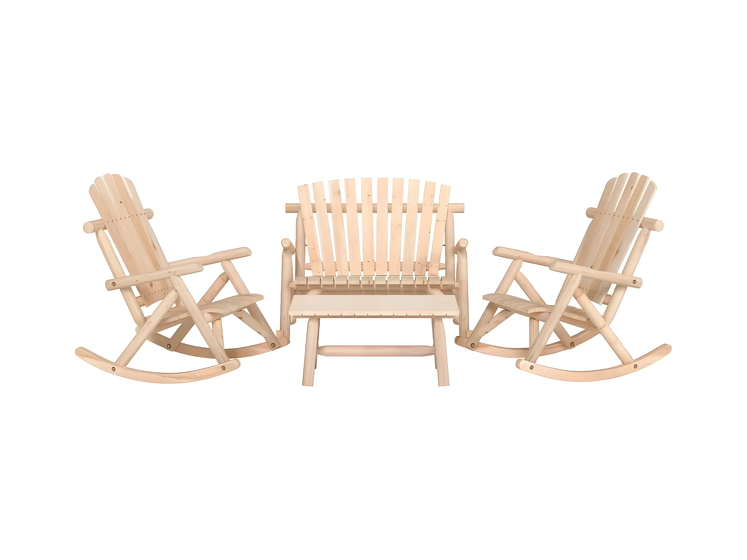 Juego de muebles de jardín 4 piezas madera maciza de abeto