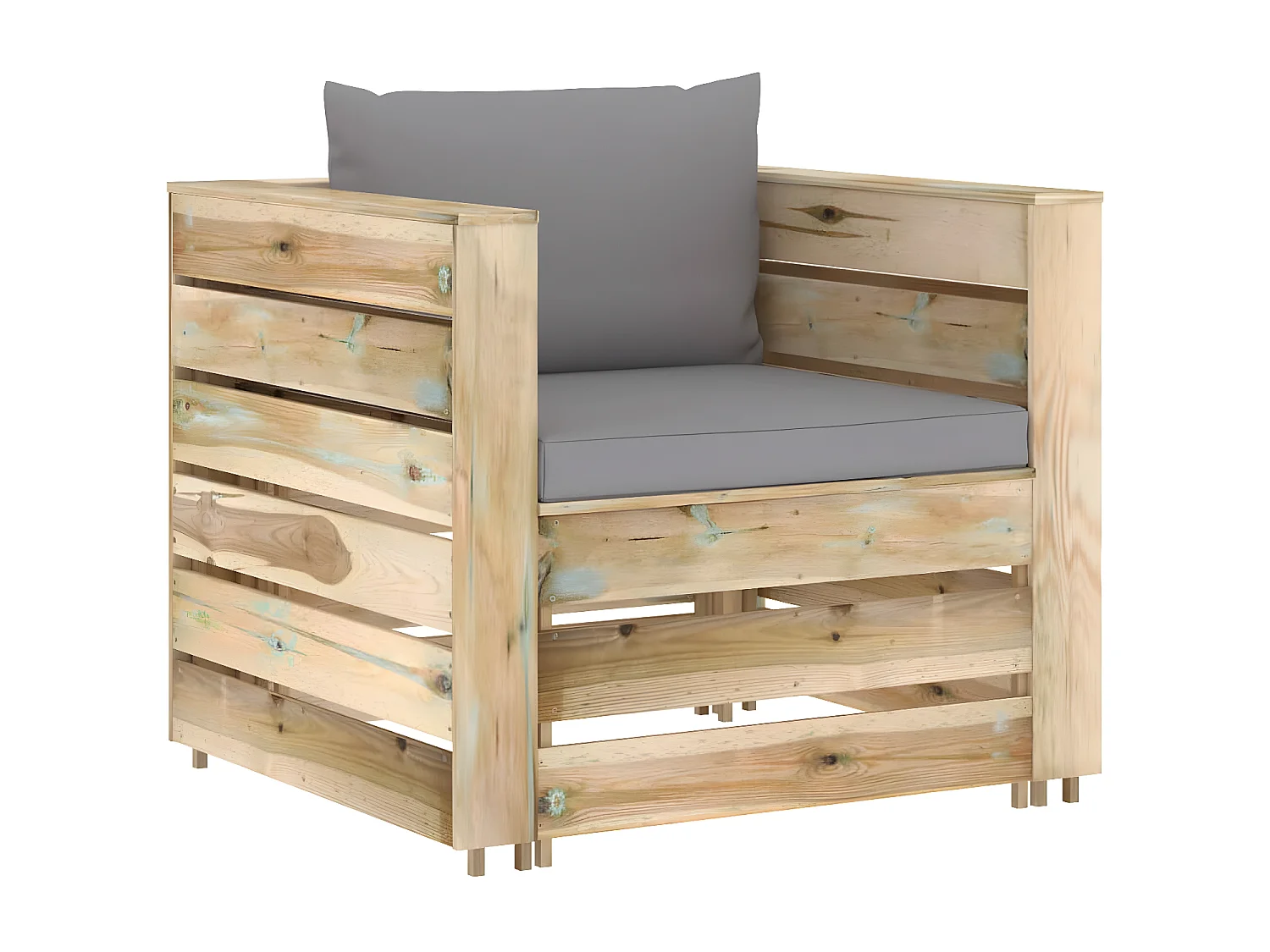 Muebles de jardín 2 piezas con cojines madera impregnada verde