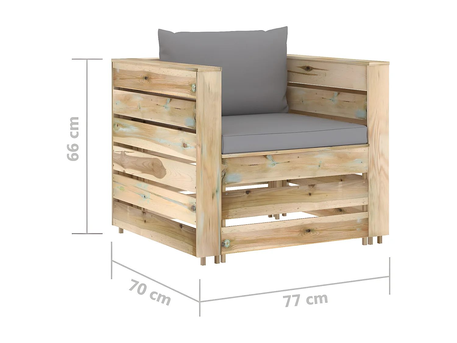 Muebles de jardín 2 piezas con cojines madera impregnada verde