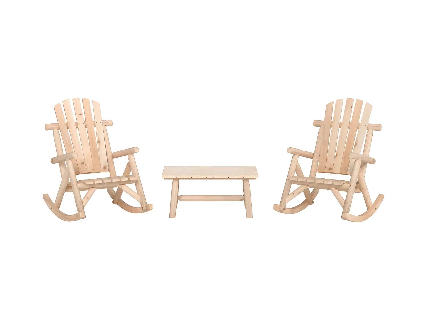 Ensemble de salon de jardin 3 pièces bois massif d'épicéa