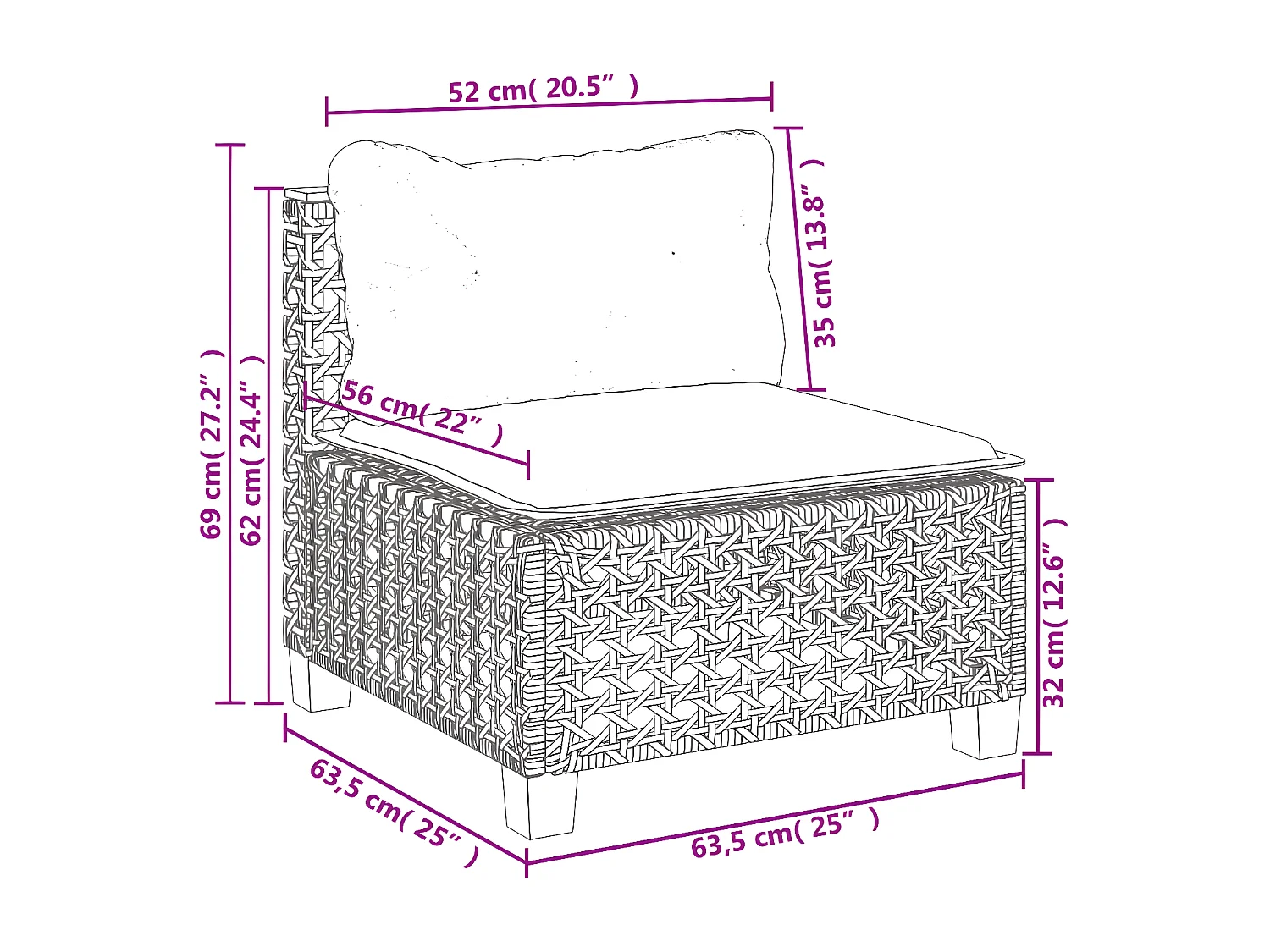 8-delige Loungeset met kussens poly rattan zwart
