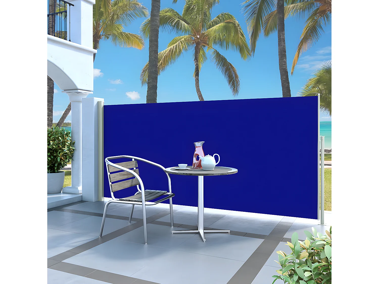 Auvent latéral rétractable 140 x 300 cm Bleu