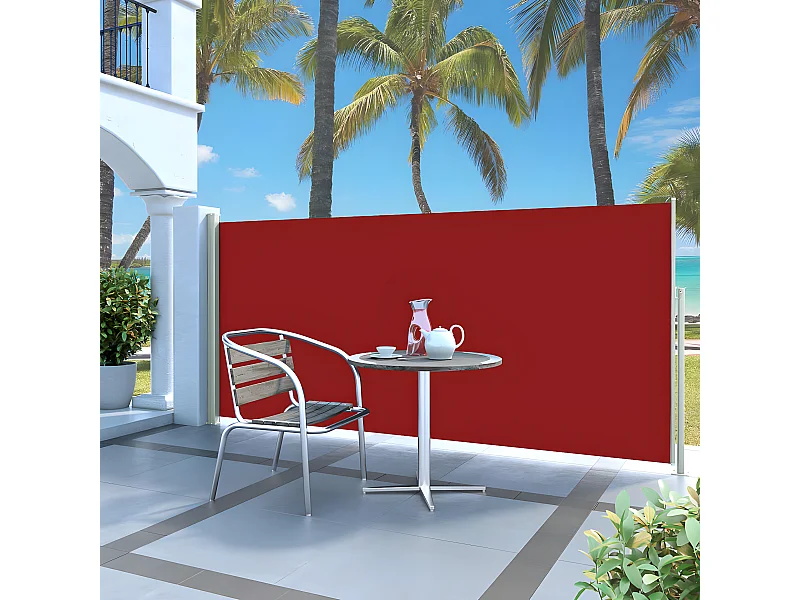 Auvent latéral rétractable 140 x 300 cm Rouge