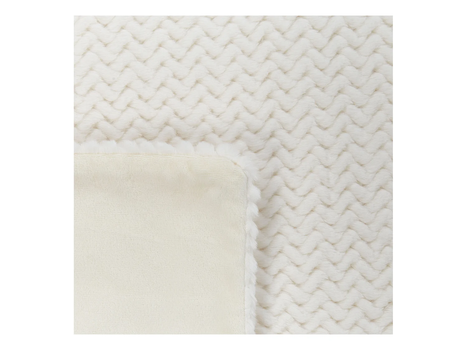 Decke Felloptik creme weiß rechteckig 200x220 cm strukturiert Surmi