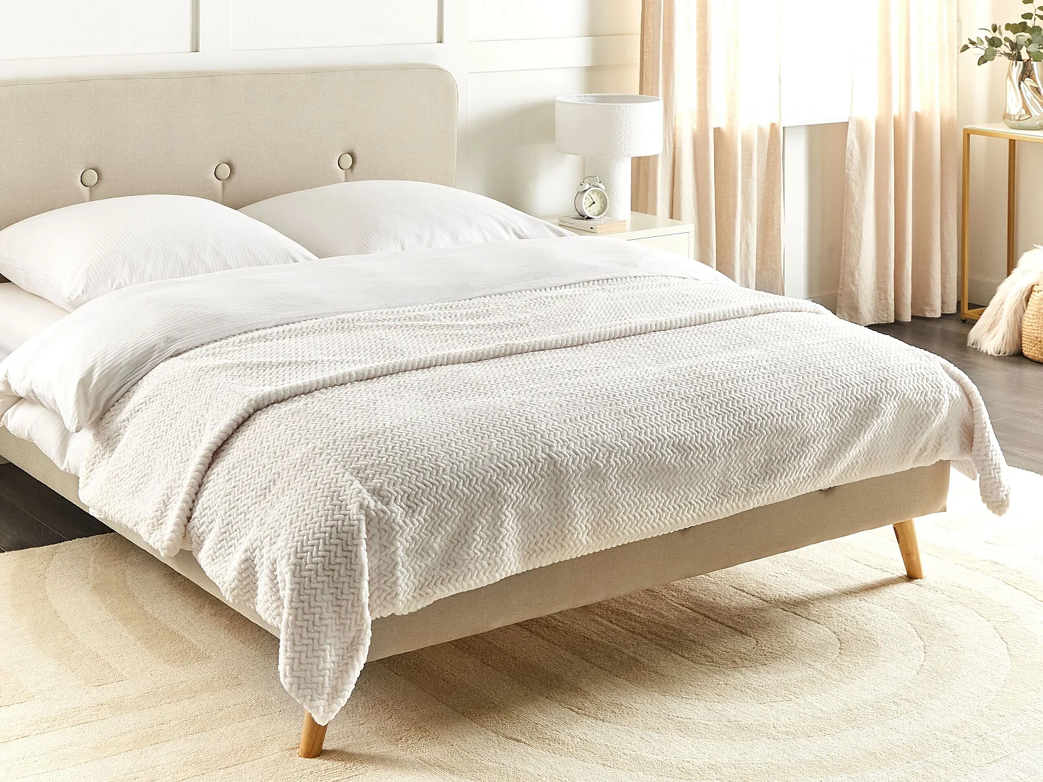 Couvre-lits SURMI Fourrure synthétique 200 x 220 cm Blanc cassé