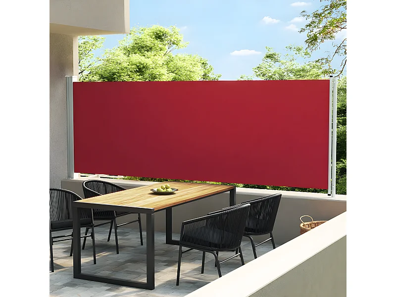 Auvent latéral rétractable de patio 160x600 cm Rouge
