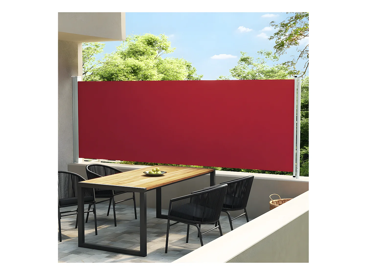 Auvent latéral rétractable de patio 160x600 cm Rouge