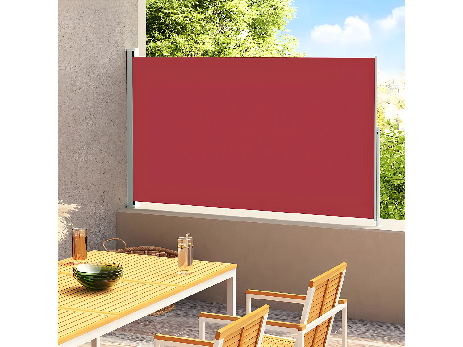 Auvent latéral rétractable de patio 180x300 cm Rouge